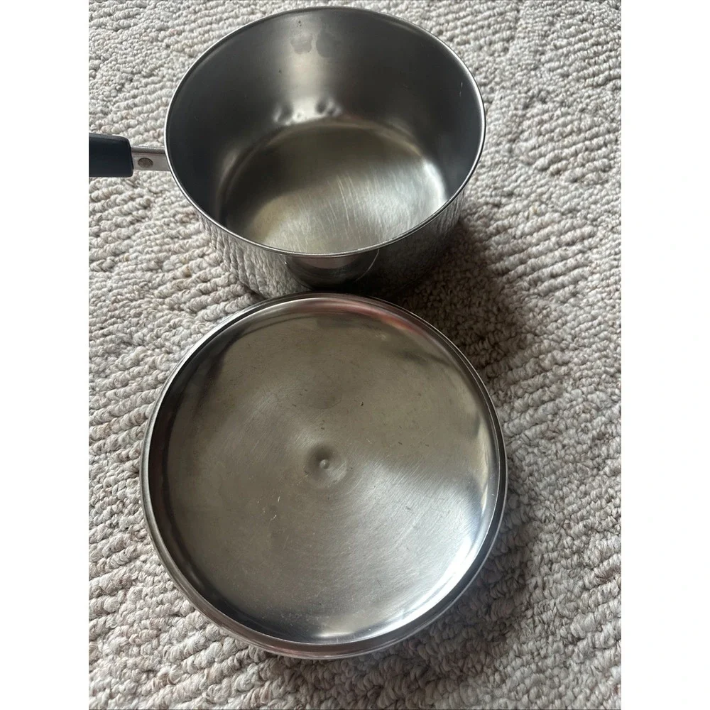 Vintage Revere Ware 2 qt Sauce Pan, Copper Bottom, Stainless Steel, With Lid EUC